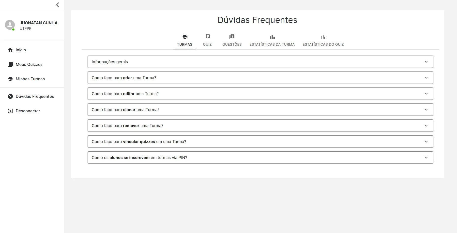 Imagens do Painel de Controle